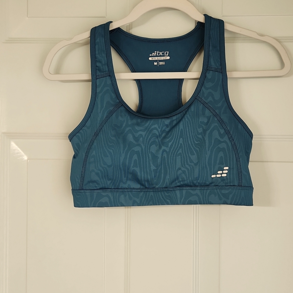 BcG , Women's, Sz M, Teal, Sports Bra with Removal Bra Cups, 2 Back Cut Outs